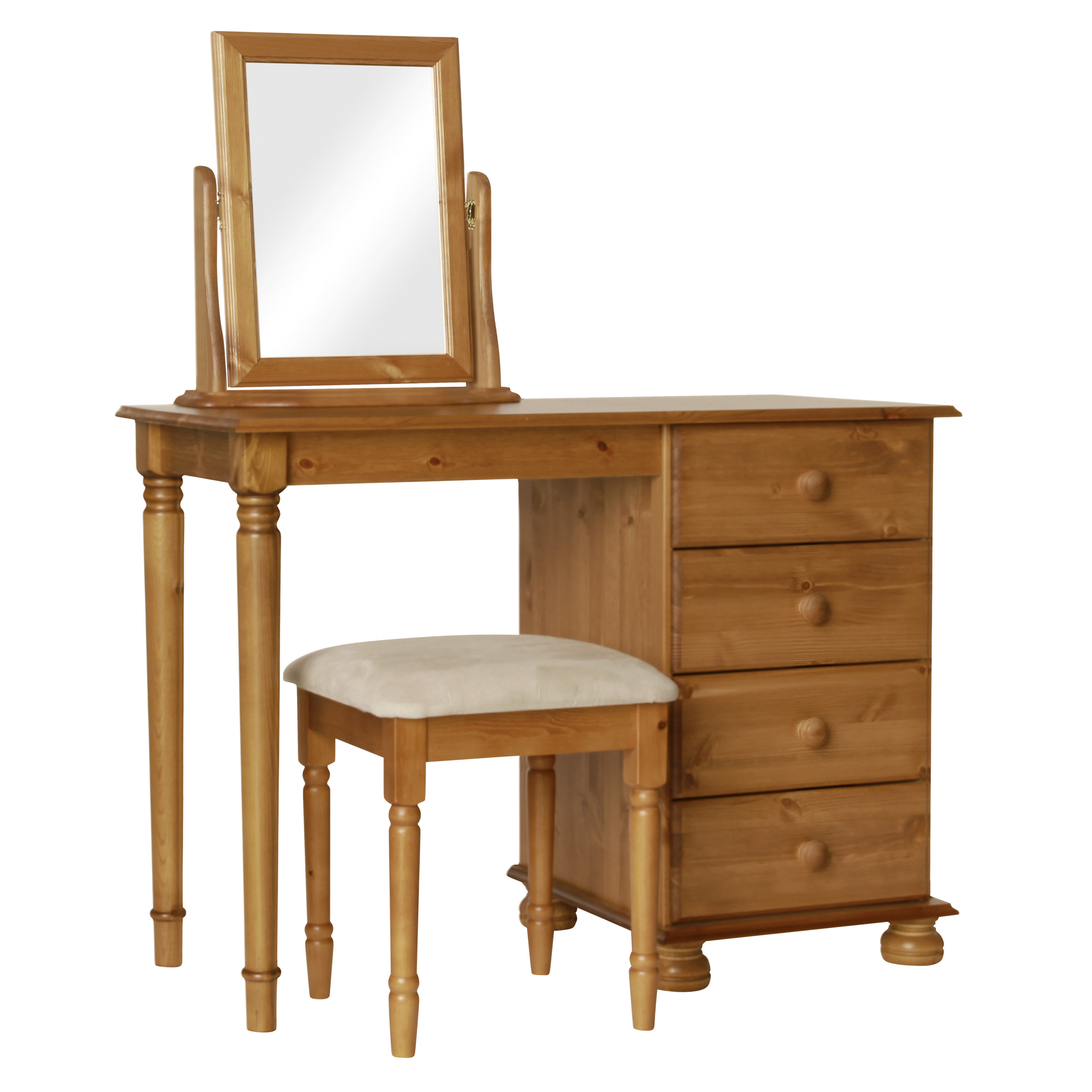 Copenhagen Single Dressing Table Desk Pine Flat Pack Charlie